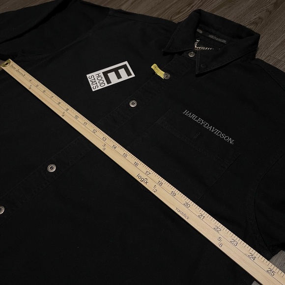 Harley Davidson Black Button Down Long Sleeve Embroidered Logo Mens Size L Shirt - Picture 8 of 17